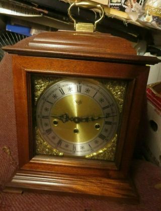 Vintage Sligh Usa Chime 0522 - 1 - Cm Mantel Clock Hermle 340 - 020 Key Wind Movement