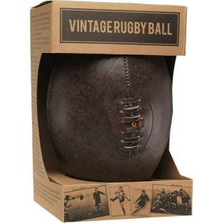 Vintage Rugby Ball In Kraft Display Box Great Xmas Gift