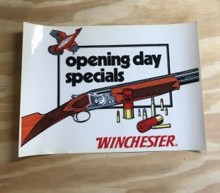 Vintage 1970s Winchester " Opening Day " Static Peel Store Advertisement Hunting