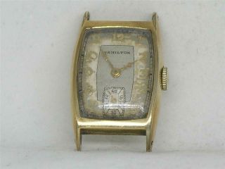 Vintage 14k Yellow Gold Filled Mens Hamilton 17 Jewel 980 Wristwatch,  Running