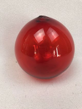 Antique Hand Blown Red Glass Target Ball For Trap Shooting Old Hunting