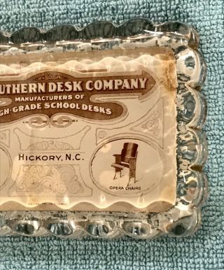 Antique The Southern Desk Co.  Glass Paperweight,  Hickory NC,  School,  Opera Chairs 3