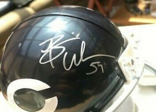Signed Brian Urlacher White C Mini Helmet Chicago Bears Hof Autographed W/coa
