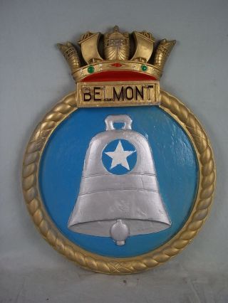 Hms Belmont (h 46) Ships Badge Ex - Us Destroyer 18 " X 14 " One Off Casting