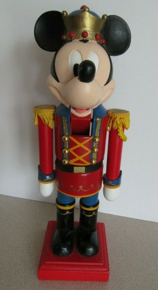 Vintage Disney Mickey Mouse Wood Nutcracker With Crown Christmas