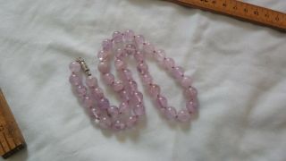Vintage Round Bead Knotted Amethyst Necklace Screw Clasp