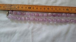 Vintage Round Bead Knotted Amethyst Necklace Screw Clasp 2