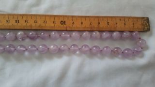 Vintage Round Bead Knotted Amethyst Necklace Screw Clasp 3