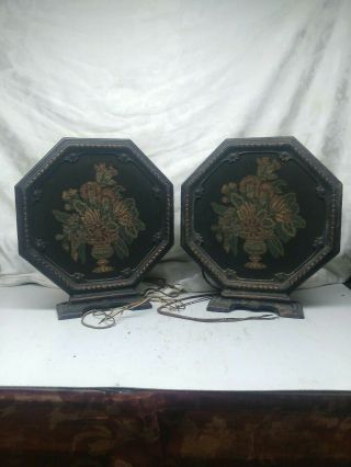2 Antique Rca Radio Speaker Loudspeaker Model 103 Floral Tapestry Cloth Speakers