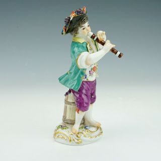 Antique Meissen Dresden Porcelain - Young Boy With Flute Figurine 2
