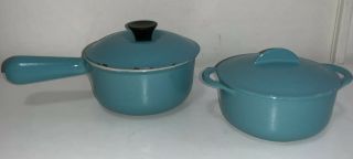 Le Creuset Pan & Casserole - Vintage Cast Iron Enamel Caribbean Blue