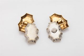 Antique Victorian 1800s Signed Platinum 14k Yellow Gold Diamond Cufflinks