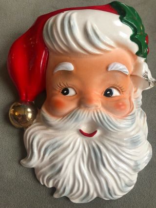 Vintage Napco Santa Claus Head Vase Wall Pocket Japan - Bx2459 - Christmas Mcm