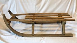 Antique 1900s Wood & Iron 38 " Metal Sub Runners Vintage Snow Winter Sled Sleigh