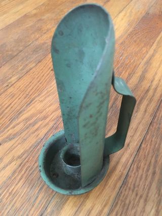 Antique Primitive Green Metal Candle Candlestick Holder