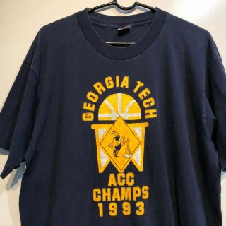 Vtg Georgia Tech Basketball Yellow Jackets Shirt 1993 Acc Champions Xl Ncaa Usa
