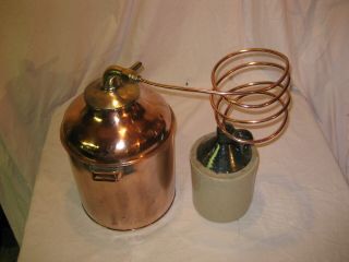 Antique Copper Moonshine Still with Coil and Jug - Whiskey Still Pot - Vintage 2
