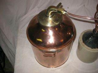 Antique Copper Moonshine Still with Coil and Jug - Whiskey Still Pot - Vintage 3