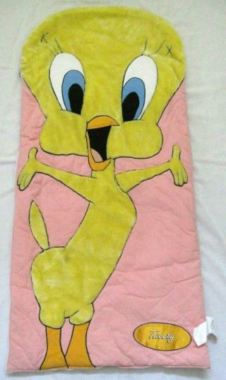Vintage Tweety Bird Looney Tunes Pink Sleeping Bag Blanket Warner Bros Tweety