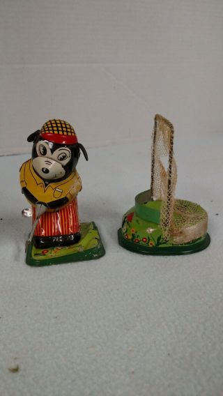 Vintage Tps Japan Tin Litho Wind - Up Golfing Golf Bear -