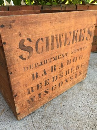 Vintage Wooden Egg Carrier Crate Schweke’s Baraboo Reedsburg Wisconsin Wood Box 2