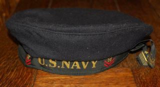 Vintage Ww2 Era U.  S.  Navy The Midshipman Wool Cap Uniform Hat Military Sailor
