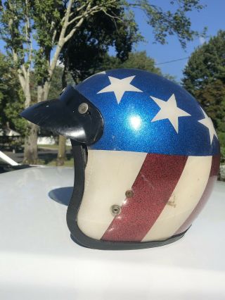 Vintage 1970 Lsi - 4170 Stars & Stripes Motorcycle Helmet Easyrider