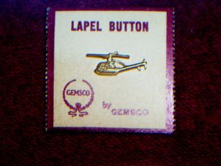 Vintage Korea / Vietnam War Era Helicopter Lapel Pin / Button With Screw Back