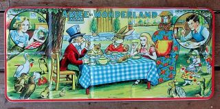 Vintage Complete Tin Litho Alice In Wonderland Large Paint Set