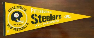 Pittsburgh Steelers Bowl Ix 9 Pennant Nfl Vintage January 12 1975