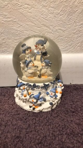 Vintage Christmas Snowglobe Snowman Penguin Music Box