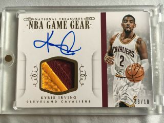 2014 - 15 Panini National Treasures Kyrie Irving Auto Jersey Patch Autograph /10