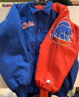 Vintage Chicago Cubs Starter Mlb Baseball Snap Jacket Size L