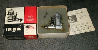 Vintage Fox 19 Rc 21900 Model Airplane Motor Engine W/ Box Exc.