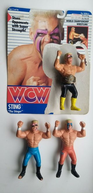 Vintage Wcw Wrestling Figure Sting 1990 Galoob Wwf Black Uk Exclusive