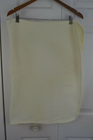 Vintage Carter ' s Thermal Baby Blanket Solid Light Yellow Waffle Weave USA Made 2