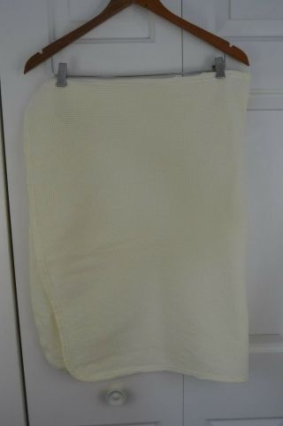 Vintage Carter ' s Thermal Baby Blanket Solid Light Yellow Waffle Weave USA Made 3