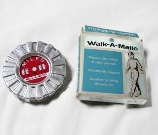 Vintage Retro Pedometer Walk - A - Matic W Guide And Box