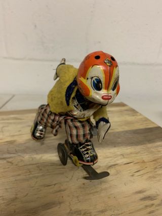 1950’s Vintage Mechanical Happy Skaters Friction Tin Toy Made In Japan