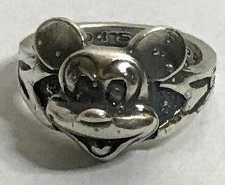 Vintage Walt Disney Production Pewter Mickey Mouse Ring 3d Pinkie Ring Or Childs