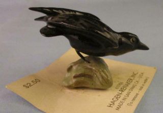 Vtg Retired Miniature Hagen Renaker Crow Raven Black Bird 889 Mini Figurine