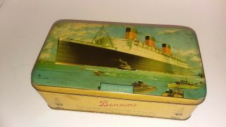 Rms Queen Mary Print Tin Box Cover Bensons English Toffee Candy Confections