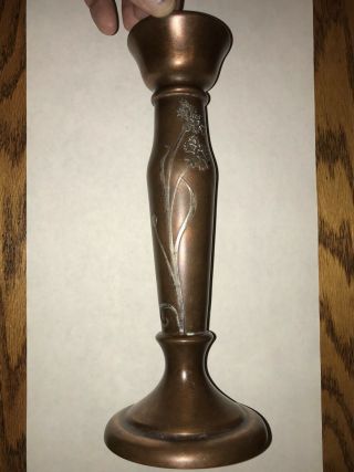 Antique Mission Arts Crafts Heintz Sterling On Bronze Candlestick R.  H.  Macy & Co