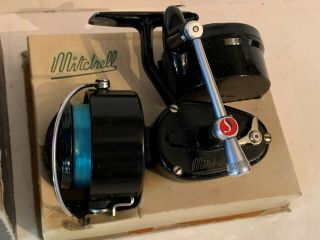 Vintage Mitchell 300 garcia fishing reel w/box extra spool made in france 2