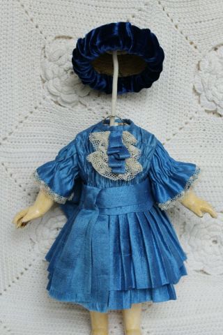 Silk Dress And Hat For Antique Baby Doll 12 .