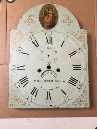 Antique Grandfather Clock Dial Mathison Kilconquhar Angel Painting