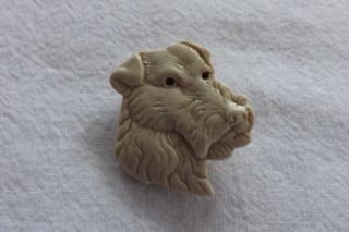 (10) Vintage Celluloid Dog Brooch Broach A White Dogs Head