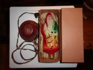 Large 8 " Antique Vintage Christmas Santa Claus Light Bulb,  Bakelite Base & Box