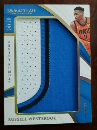 Russell Westbrook 2018 - 19 Immaculate Jersey Number Jumbo Patch - Okc - /10