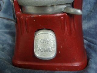 Vtg Antique Silver King Ruby Glass Acorn Top Hot Peanut Gumball Vending Machine 3